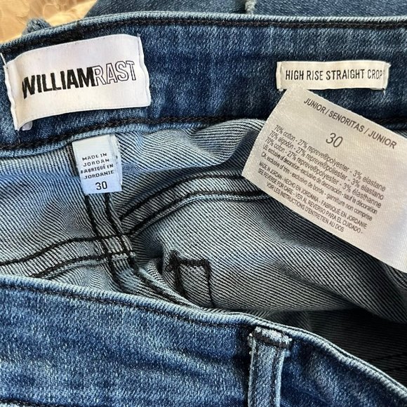 WILLIAM RAST MEDIUM WASH HIGH RISE STRAIGHT CROP DENIM JEANS SIZE 30 - Picture 9 of 9